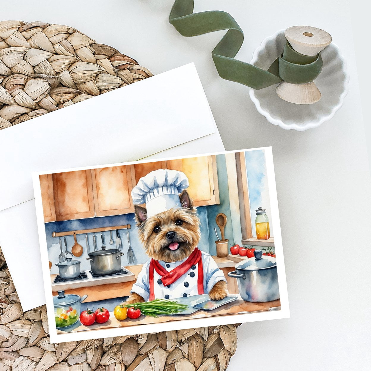 Cairn Terrier The Chef Greeting Cards Pack of 8 7 in x 5 in