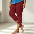 thumbnail image 2 of Ghalytn Plus Size Capri Leggings Women L-5XL, Elastic Waist Cropped Pants with Lace Hem, 2 of 6