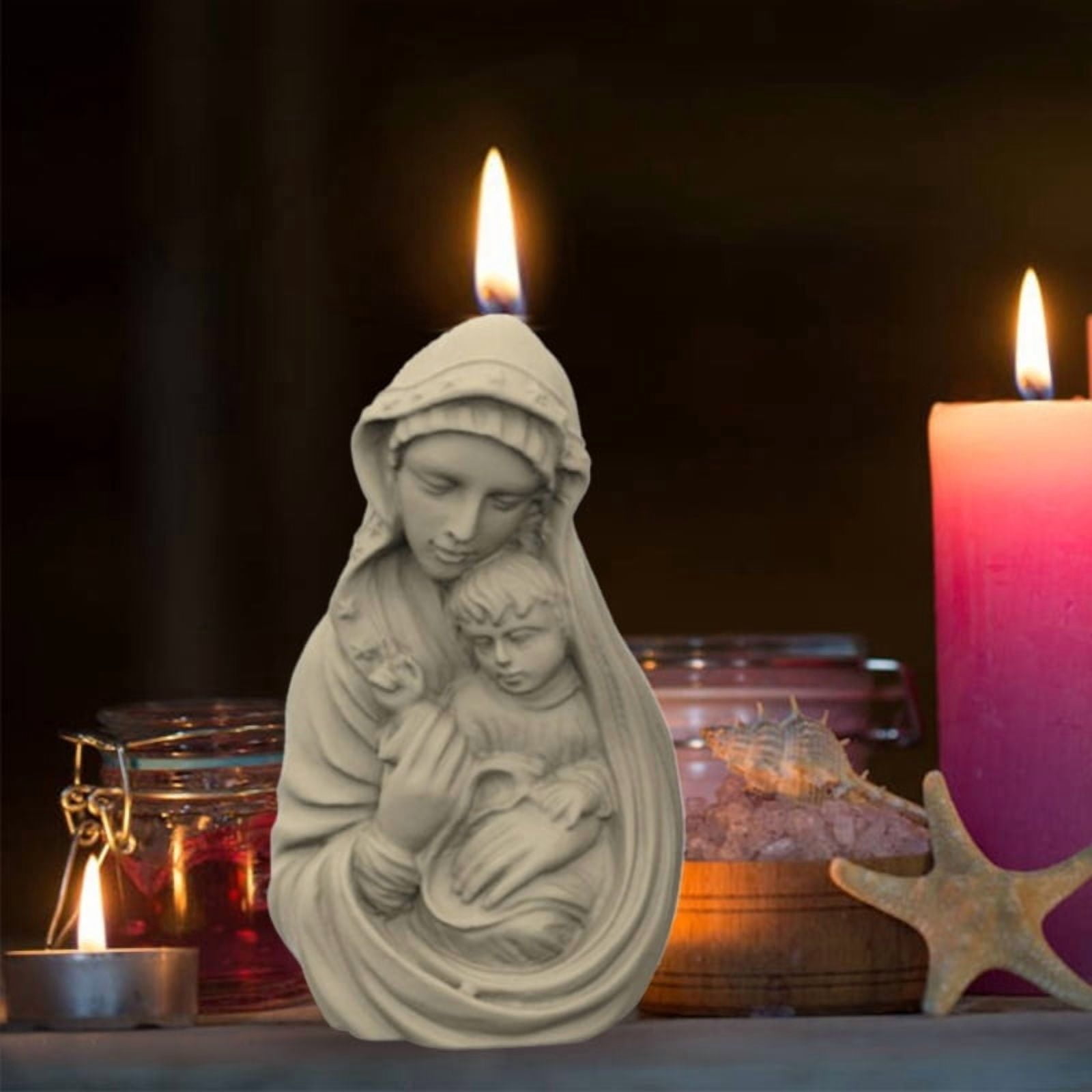 Epoxy Handmade Soap Mold Mary Holds Child Decor Candle Mold for DIY Decoration Making Soap Candle Melt Resin Clay