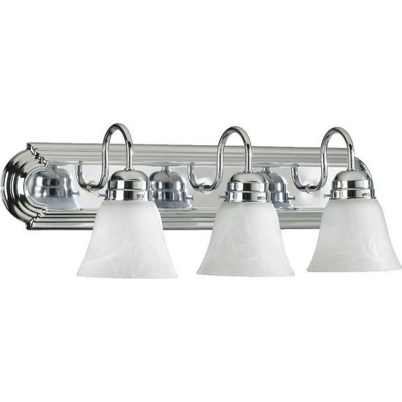 3 Light Vanity Light in Bailey Street Home Home Collection Style 24 inches Wide By 8 inches High-Chrome Finish-Fau Alabaster Glass Color Bailey Street