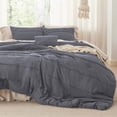 thumbnail image 2 of Queen Comforter Set - 4 Pieces Pinch Pleat Bed Set, Dark Grey Boho Bedding for All Season, 1 Soft Comforter, 2 Pillowcases, 1 Decorative Pillow, 2 of 7
