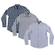 Michael Kors Mens Casual Shirt Large Embroidered Stripe Gray L