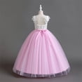 thumbnail image 5 of Miluxas Sleeveless Flower Girl Dress A-Line Straight Tutu Tulle Backless Princess Puffy Lace Dresses Party Gown Pink 6-7 Years, 5 of 9