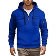 thumbnail image 2 of Breezora Men Color Block Hooded Pullover Sweatshirt with Side Packs Fall Winter Casual Street Style Soft Fleece Jacket for Urban Wear S Size Dark Blue, 2 of 7