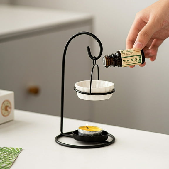 Goowood Black Hanging Furnace Oil Burner Wax Warmer Modern Essential Oil Burner and Tealight Candle Holder for Home Decor and Aromatherapy