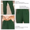thumbnail image 4 of Pantalones casuales de mujer Color puro botón cintura elástica pantalones largos sueltos para mujer para uso diario al aire libre verde 3XL, 4 of 5