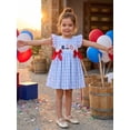 thumbnail image 5 of BemeyourBBs Toddler Baby Girls 4th of July Dress Outfit Patriot Independent Day Clothes Little Baby Girl Summer Smocked Dress Fourth of July Ice Cream Embroidery Print Fly Sleeve Plaid Gingham Dress, 5 of 9