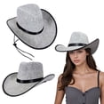 thumbnail image 1 of Chapeau Style Cowboy Western Gris, Melon Roulé pour la Maison Décontractée et les Performances sur Scène, au Style Ranch Classique, 1 of 7