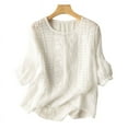thumbnail image 5 of ZANZEA Women Summer Floral Embroidery 3/4 Sleeve O Neck Tops Casual Loose Solid Shirt Blouse, 5 of 5