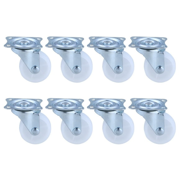 8 Pcs 1.5 Inch Office Chair Swivel Nylon Casters Industrial Universal Brake Wheels (White   Silvery)
