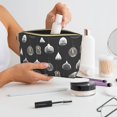 thumbnail image 6 of Toiletry Bag, Light Bulb Print grey Leather Waterproof Travel Makeup Cosmetic Bag Organizer, Large Capacity Toiletry Bag for Travel Size Toiletries, Skin Care Bag for Women, 6 of 8