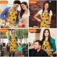 thumbnail image 4 of Brown Yellow Sunflower Pattern Apron-Garden Aprons for Women with Pockets-Cotton Linen Waterproof Kitchen Cooking Gardening Aprons Adjustable for Kitchen,Cooking,BBQ and Salon 33x27 Inch, 4 of 7