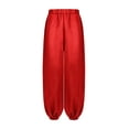 thumbnail image 3 of TiaoBug Big Girls Satin Bloomers Tribal Arabic Wide Leg Trousers Elastic Waist Belly Dance Harem Pants Red 10, 3 of 6
