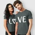 thumbnail image 6 of Gray Summer Outfits for Women 2024, Short Sleeve Womens Short Sleeve Tunic Tops, Valentine's Day Polyester Country Concert Tops, Men And Women With Valentine's Day Love Printed Couple T Shirt Top, 6 of 7