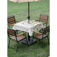 thumbnail image 4 of Outdoor Tablecloths with Umbrella Hole & Zipper, Colorful Flowers 54x54 Inch Square Tablecloths, Spring Floral Leaves Botanical Gray Plaid Waterproof Table Cloth, Patio/Pool/Picnic Table Covers, 4 of 8