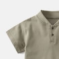 thumbnail image 5 of Xdegoge Toddler Boys Casual Basic Henley Shirts Kids Short Sleeve Solid Button Down T Shirts Children Daily Playwear Summer Tops Breathable Cotton Blend Activewear, 5 of 7
