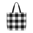 thumbnail image 1 of Easygdp White And Black Plaid Bolsa Tote para Mujer, Bolso de Hombro para Trabajo, Playa, Viajes, Compras y Supermercado, 1 of 6