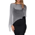 thumbnail image 1 of Zmoon Women's Solid Color Irregular Design Cape Shawl Sunscreen Thin Sweater, 1 of 3