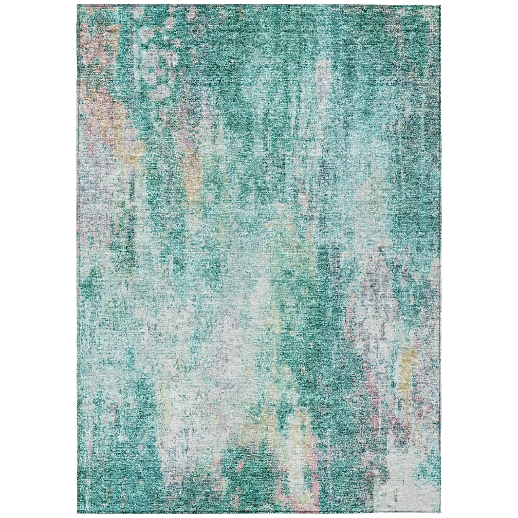 Addison Rugs Chantille Indoor/Outdoor Transitional Abstract Teal Washable Rectangle Rug, 2'6" x 3'10"