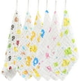 thumbnail image 6 of Moncolis 6 Pcs 9.8" Baby Washcloths for Sensitive Skin Cotton Towels Gauze Square for Infant, 6 of 7