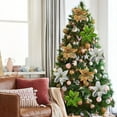 thumbnail image 2 of 6pcs 8.7in Glitter Flower Christmas Tree Ornaments Party Supplies Festive Atmosphere Exquisite Workmanship Cloth Poinsettia, 2 of 10