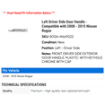 thumbnail image 2 of Left Driver Side Door Handle - Compatible with 2008 - 2015 Nissan Rogue 2009 2010 2011 2012 2013 2014, 2 of 2