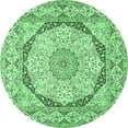 thumbnail image 1 of Ahgly Company Indoor Round Medallion Emerald Green Traditional Area Rugs, 3' Round, 1 of 4