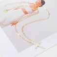 thumbnail image 2 of Women's Golden Tone Faux Pearls Sparkly Crystal Rhinestones Holy Cross Pendant Necklace, 2 of 6