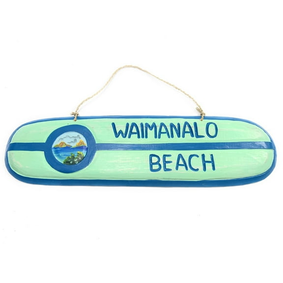 Waimanalo Beach Wooden surf sign 20" w/ custom painting | #snd25080