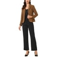 thumbnail image 2 of BLAZER DE TRABAJO CHIC PARA MUJERES CON SOLAPA Y MANGAS LARGAS, TRAJE BLAZER COLOR CAMEL OSCURO TALLA L, 2 of 6