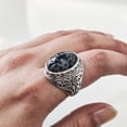 thumbnail image 4 of Snowflake Obsidian Mans Ring, Natural Snowflake Obsidian, Gents Ring, Silver Jewelry, 925 Silver Ring, Gift, Heavy Mens Ring, Arabic Design, Ottoman Style Ring, Christmas, Turkey Mens Signet Ring, 4 of 8