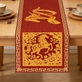 thumbnail image 1 of Chemin de Table en Lin, Décor Chinois à Thème Cheval Multicolore pour Table à Manger, 33 x 183 cm, Tissu en Polyester, Lavable à la Machine, 1 Pce, 1 of 6