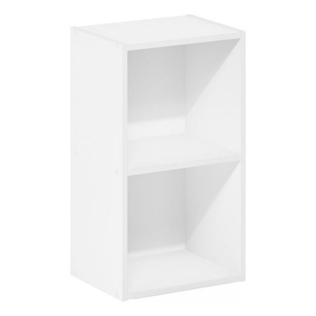 Pemberly Row Contemporary 2-Tier Open Shelf Bookcase in White