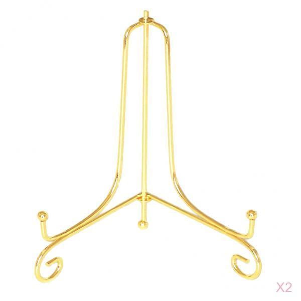 2Pcs Art Exhibitor Iron Tabletop Display Easel - - Paint - Drawing, Art Display Stand Gold 5inch