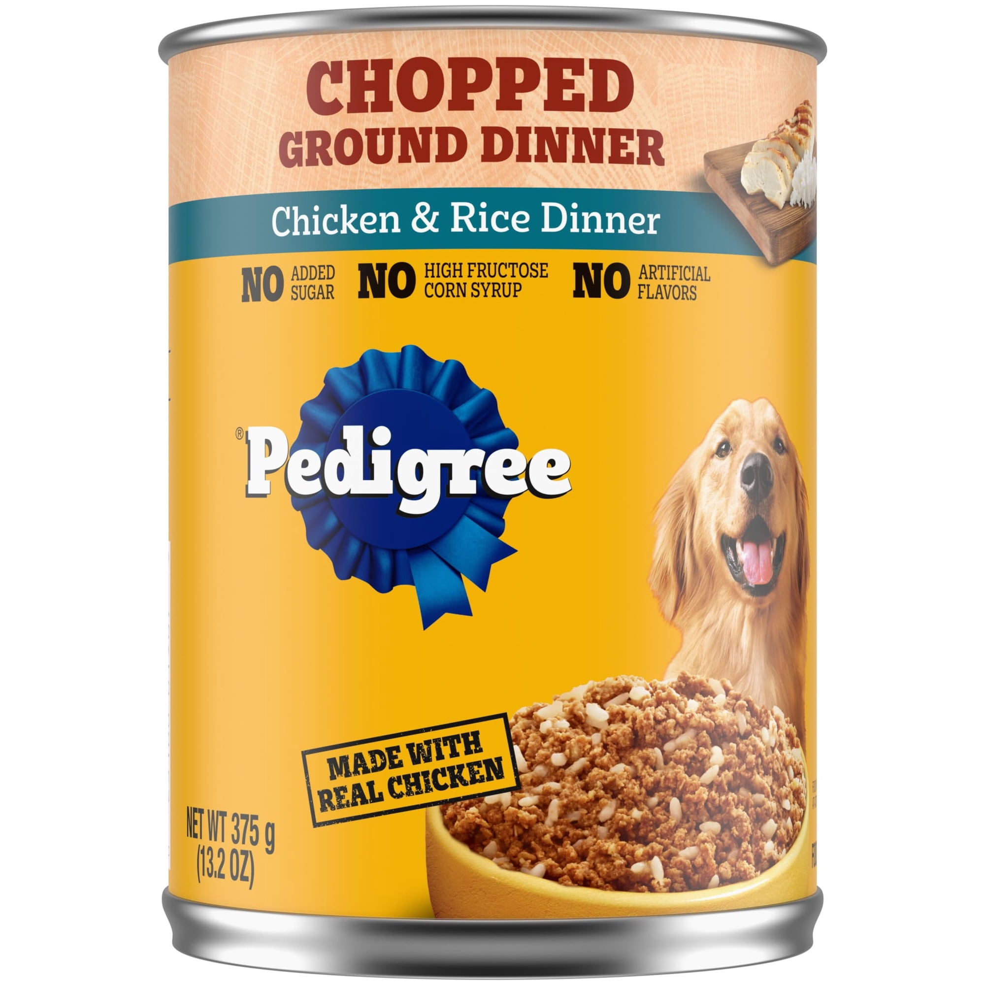 Pedigree Chopped Ground Dinner Chicken & Rice Soft Wet Dog Food, 13.2 oz Cans