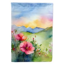 North Dakota Wild Prairie Roses in Watercolor House Flag 28 in x 40 in