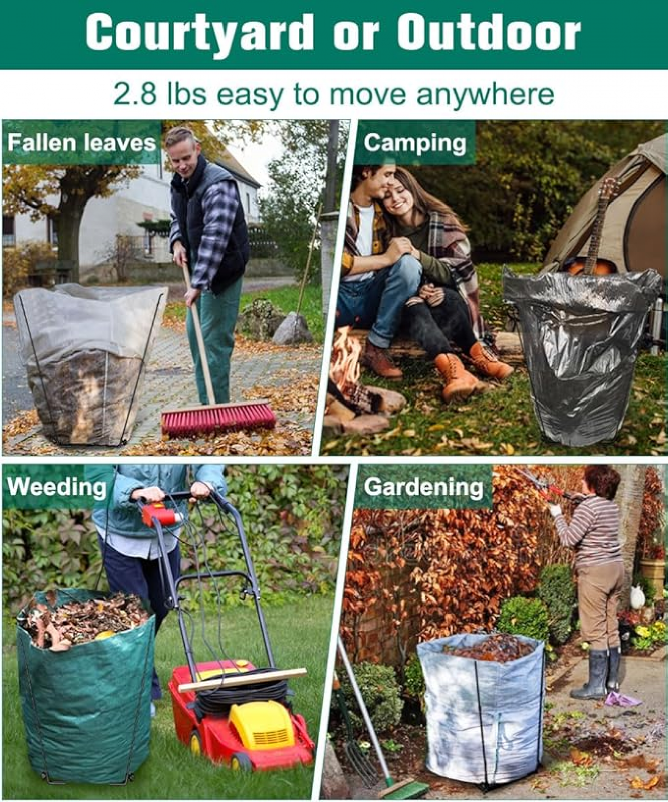 XZKING 1 Pack Trash Bag Holder Stand, Metal Leaf Bag Holder Stand Holds 30-45 Gallon Garbage Bags, Outdoor Portable Trash Bag Holder for Yard Garden