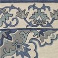 thumbnail image 4 of 2'x3' Ivory Blue Hand Hooked Floral Medallion Indoor Outdoor Accent Rug, 4 of 5