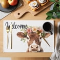 thumbnail image 2 of Cute Cow Placemats Set of 2, Welcome Non-Slip Place Mats Washable Table Mats for Kitchen Dining Table Decorations Indoor/Outdoor, 2 of 9