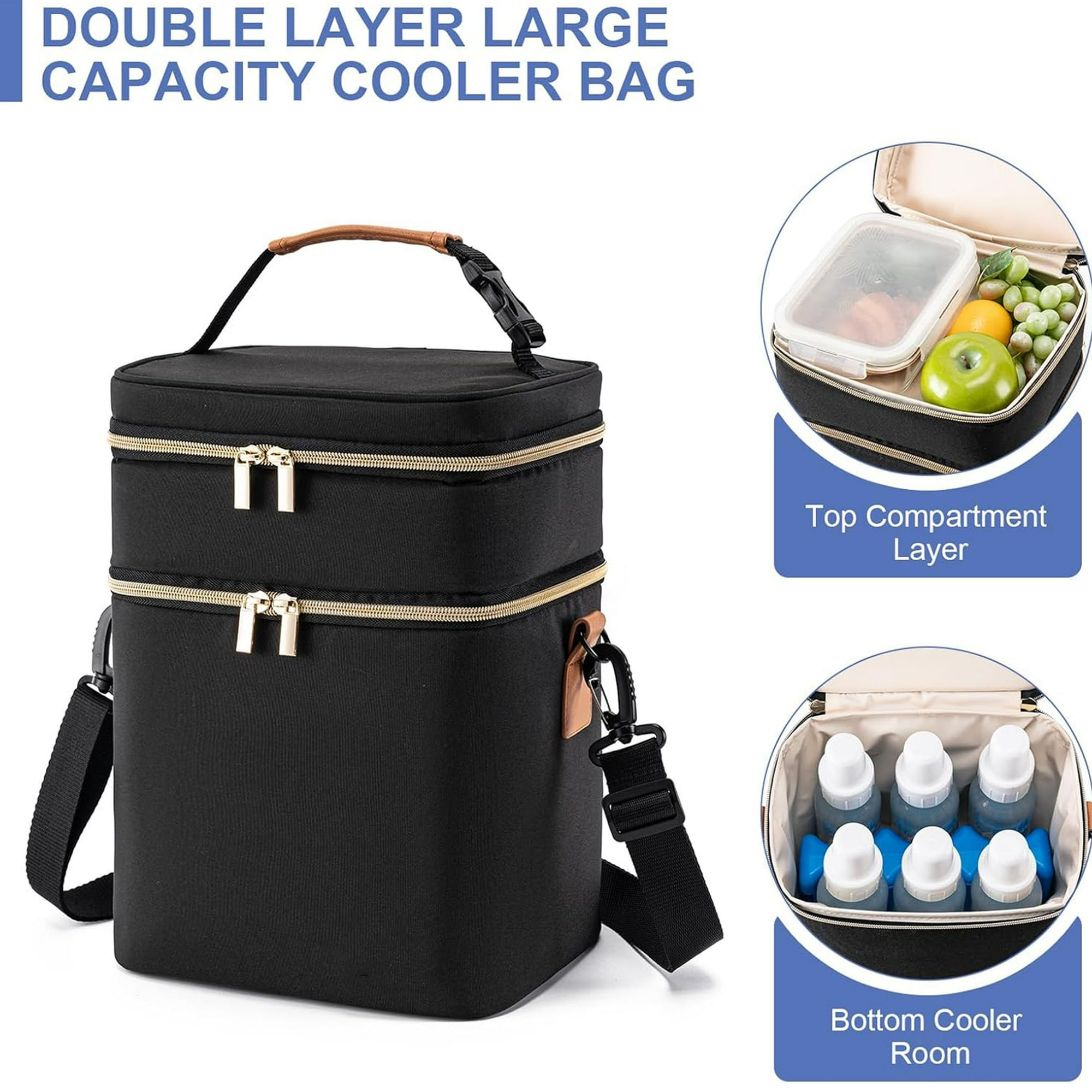 KANOHENO Breast Milk Cooler Travel Bag with Ice Pack,Fits 6 Baby Bottles Up to 9 Ounce,Insulated Baby Bottle Tote Bags,Double Layer Waterproof Leak-Proof with Shoulder Strap for Nursing &Working Mom