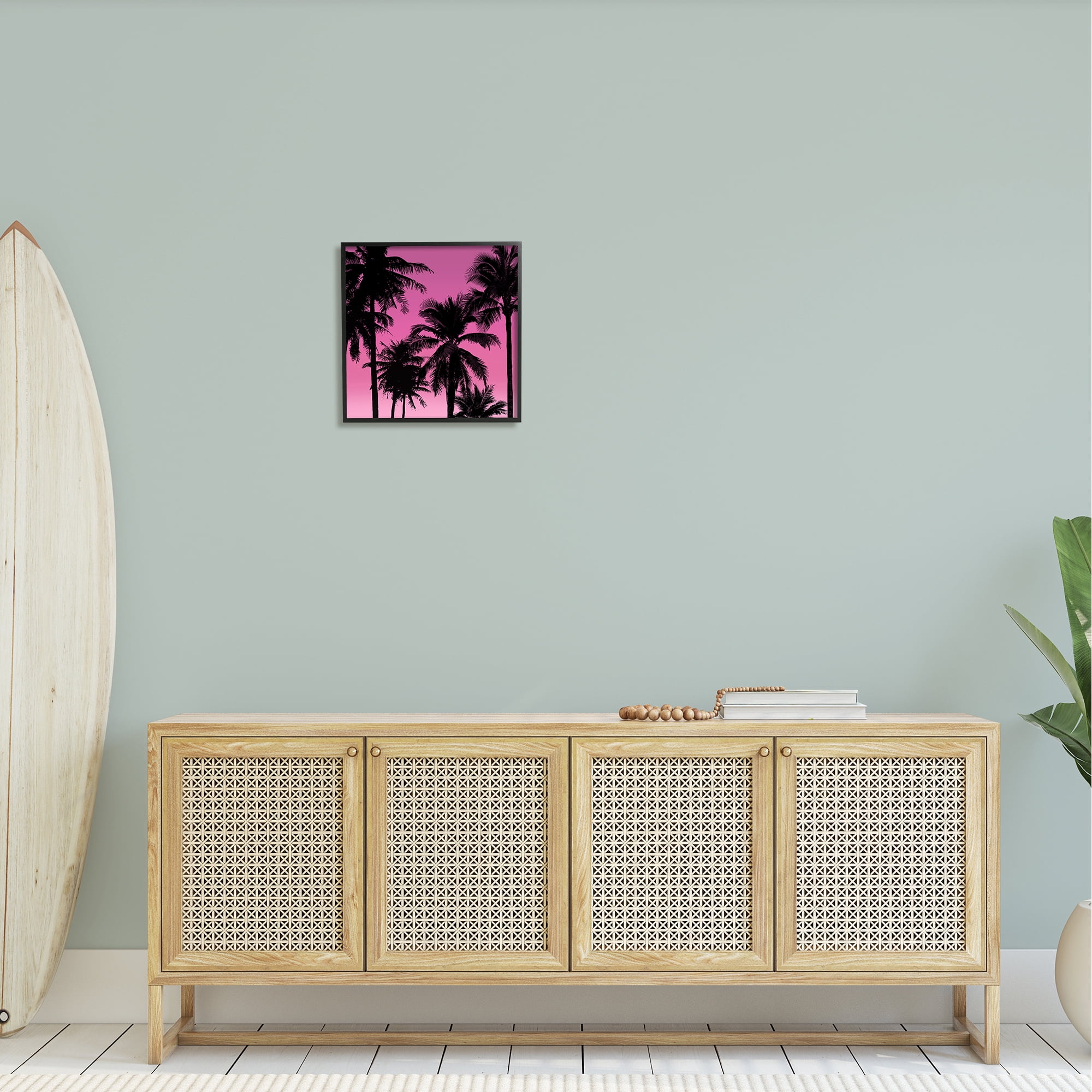 Stupell Palm Trees Sunset Silhouette Landscape Photography Black Framed Art Print Wall Art
