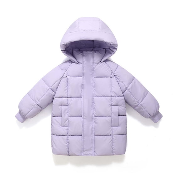 LIaqionyy Girls Winter Coats Hooded Long Puffer Padded Jackets Kids Warm Lightweight Outerwear with Pocket