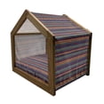 thumbnail image 2 of Tribal Pet House, Striped Retro Pattern Rich Mexican Color Folkloric Print, Outdoor & Indoor Portable Dog Kennel with Pillow and Cover, 5 Sizes, Teal Plum and Orange, by Ambesonne, 2 of 5