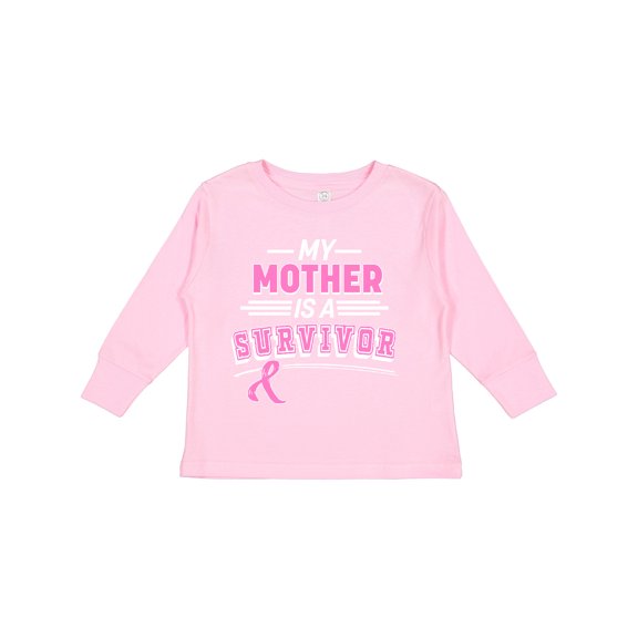 Inktastic My Mother is a Survivor Breast Cancer Awareness Boys or Girls Long Sleeve Toddler T-Shirt