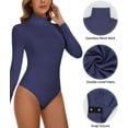 thumbnail image 4 of MANIFIQUE Women's Mock Turtle Neck Long Sleeve Tops Bodysuit Jumpsuit, 4 of 6
