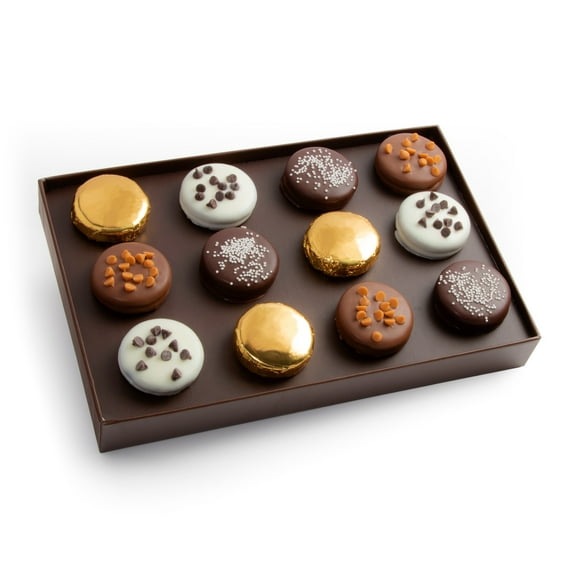 CY Chocolate Deluxe Chocolate Dipped Sandwich Cookies Gift Box , 12 Sandwich Cookies