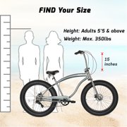 Tracer Avalon GT7 26 inch Men Beach Cruiser,Matte Gray,7 Speed,Disc Brake Bike,Hi-Rise Handlebar