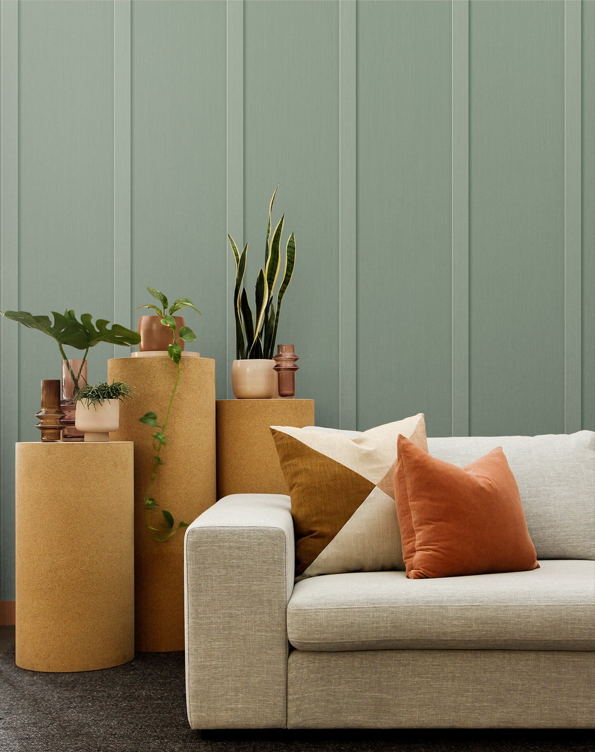 NextWall Sage Green Faux Board & Batten Peel and Stick Wallpaper