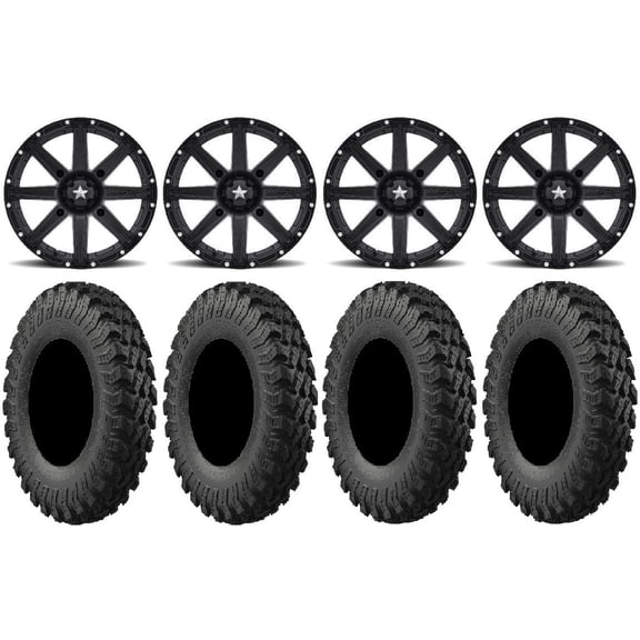 MSA Black Clutch 16" ATV Wheels 32" MotoRally Tires Sportsman RZR Ranger