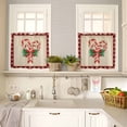 thumbnail image 4 of Candy Cane Bow Kitchen Curtains and Valances Set, Christmas Winter Retro Rod Pocket Window Valance 18 Inch Window Curtain Panels for Living Room Bedroom Laundry, 27.5x36in, 3 Pieces, 4 of 7
